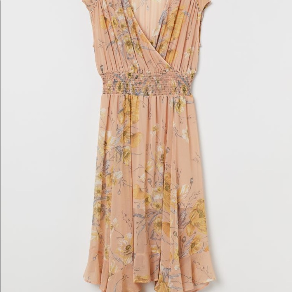 H&M Peach floral smocked dress